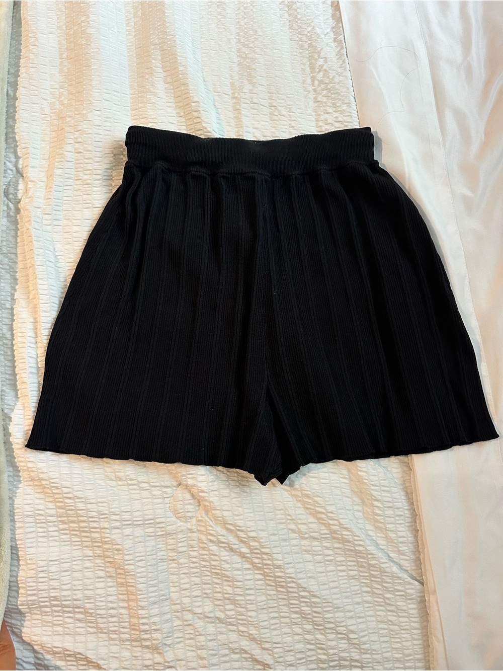 Black Ribbed Knit Women’s Shorts